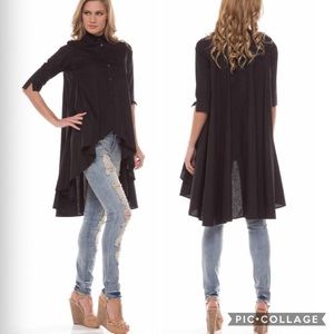 HIGH LOW TUNIC BUTTON DOWN TOP